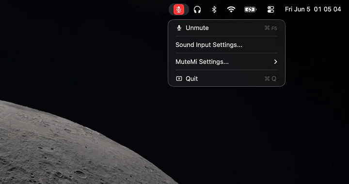 MuteMi minimal menu bar view