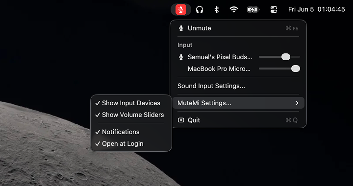 Per-device volume sliders and options